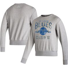 Мужской серый свитшот St. Louis Blues Vintage с меланжевым отливом adidas
