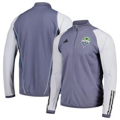 Мужская серая футболка Seattle Sounders FC теплый реглан COLD.RDY adidas