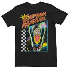 Мужская винтажная футболка с рисунком Капитана Марвел и потертым плакатом Licensed Character
