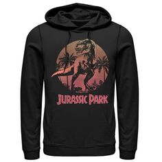 Мужская толстовка с капюшоном «Парк Юрского периода T-Rex Gradient Sunset» Jurassic Park, черный
