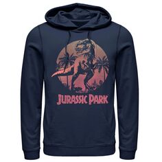 Мужская толстовка с капюшоном «Парк Юрского периода T-Rex Gradient Sunset» Jurassic Park, синий