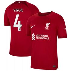 Мужская домашняя футболка игрока Virgil Van Dijk Red Liverpool 2022/23 Nike