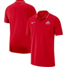 Мужская поло Scarlet Ohio State Buckeyes Coaches Performance Nike