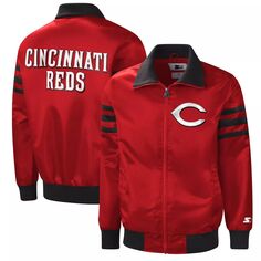 Мужская красная университетская куртка с молнией во всю длину Cincinnati Reds The Captain II Starter