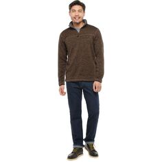Мужской пуловер из шерпа-флиса с молнией четверть Victory Outfitters, коричневый