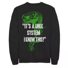 Мужской флисовый пуловер с рисунком «Парк Юрского периода», неоновый динозавр, Unix System Jurassic World, черный