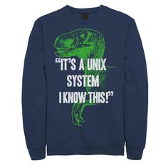 Мужской флисовый пуловер с рисунком «Парк Юрского периода», неоновый динозавр, Unix System Jurassic World, синий
