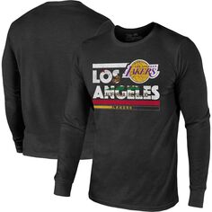 Черная мужская футболка с длинными рукавами Los Angeles Lakers City and State Tri-Blend Majestic