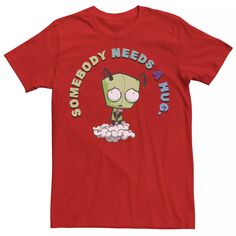 Мужская футболка Invader Zim Gir с графическим рисунком «Кто-то нуждается в объятиях грустного портрета» Nickelodeon, красный