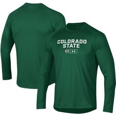 Мужская зеленая футболка с длинным рукавом Colorado State Rams Lockup Tech реглан Under Armour