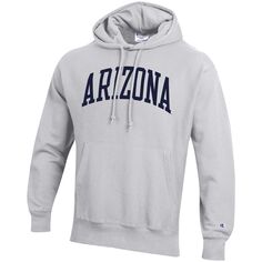 Мужской пуловер с капюшоном из верескового серого цвета Arizona Wildcats Team Arch обратного переплетения Champion