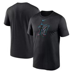 Мужская черная футболка с логотипом Miami Marlins New Legend Nike