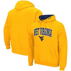 Мужской золотой пуловер с капюшоном West Virginia Mountaineers Arch &amp; Logo 3.0 Colosseum