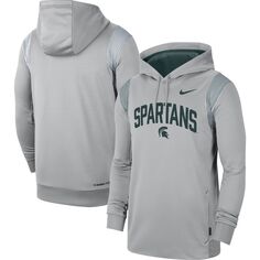 Мужской серый пуловер с капюшоном Michigan State Spartans 2022 Game Day Sideline Performance Nike