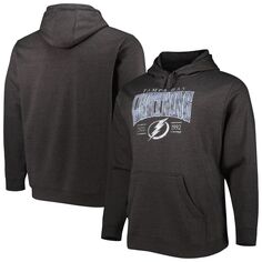 Мужской фирменный пуловер с капюшоном Heather Charcoal Tampa Bay Lightning Big &amp; Tall Dynasty Fanatics