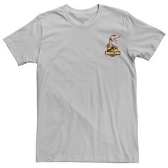 Мужская футболка с карманом и логотипом «Парк Юрского периода Raptor Hold» Jurassic Park, серебристый