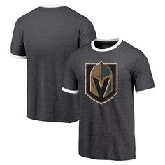 Мужская футболка с контрастными нитями из трехцветной ткани Vegas Golden Knights Ringer Black Majestic