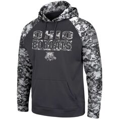 Мужской темно-серый пуловер с капюшоном Ohio Bobcats OHT Military Appreciation с цифровым камуфляжем Colosseum