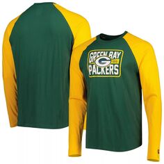 Мужская зеленая футболка с длинным рукавом Green Bay Packers Current реглан New Era
