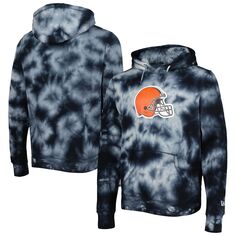 Мужской черный пуловер с капюшоном Cleveland Browns Team Tie Dye New Era