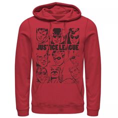 Мужская толстовка с капюшоном и плакатом с групповым изображением Лиги справедливости из комиксов DC Comics, красный