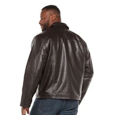 Винтажная кожаная куртка из спилка напа Big &amp; Tall Vintage Leather, черный