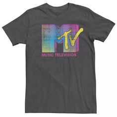 Мужская футболка с рваным неоновым логотипом MTV Licensed Character