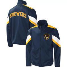 Мужская спортивная куртка Carl Banks Navy Milwaukee Brewers Earned Run с молнией во всю длину G-III