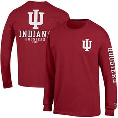 Мужская футболка Crimson Indiana Hoosiers Team Stack с длинными рукавами Champion