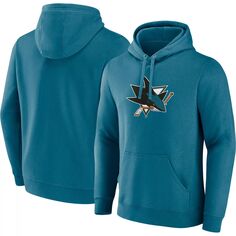 Мужской темно-бирюзовый пуловер с капюшоном и логотипом San Jose Sharks Primary Fanatics