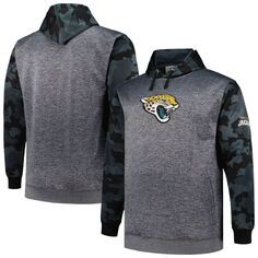 Мужской пуловер с капюшоном и камуфляжным принтом Heather Charcoal Jacksonville Jaguars Fanatics