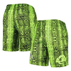 Мужские неоново-зеленые шорты Los Angeles Rams Summer Pop New Era