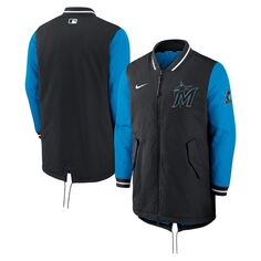 Мужская черная куртка с молнией во всю длину Miami Marlins Dugout Performance Nike