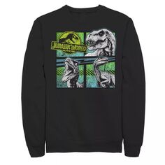 Мужской флисовый пуловер с неоновым рисунком «Мир динозавров Юрского периода» Licensed Character, черный