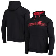 Мужской черный флисовый пуловер с капюшоном Texas Tech Red Raiders 2021 Sideline реглан Under Armour