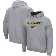 Мужской серый пуловер с капюшоном Southern Miss Golden Eagles Arch и Logo Colosseum