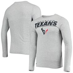 Мужская серая футболка Houston Texans Joint Authentic с длинным рукавом с эффектом меланжевого цвета New Era