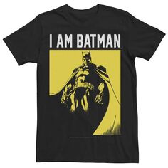 Мужская футболка с плакатом желтого оттенка Batman I Am Batman DC Comics