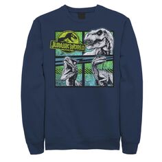 Мужской флисовый пуловер с неоновым рисунком «Мир динозавров Юрского периода» Licensed Character, синий