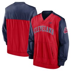 Мужской красный/темно-синий пуловер с v-образным вырезом Cleveland Indians Cooperstown Collection Nike