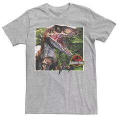Мужская футболка с рисунком «Парк Юрского периода Raptor выходит из леса» Jurassic World
