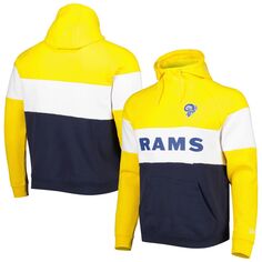 Мужской темно-синий/золотой пуловер с капюшоном Los Angeles Rams Colorblock Throwback New Era