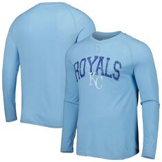 Мужская спортивная голубая футболка Kansas City Royals Inertia Raglan с длинным рукавом в стиле хенли