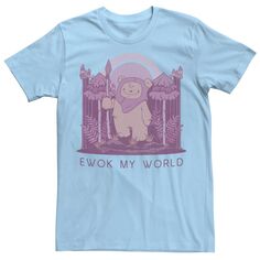 Мужская футболка с рисунком Ewok My World Star Wars, светло-синий
