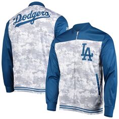 Мужская камуфляжная куртка с молнией во всю длину Royal Los Angeles Dodgers Stitches