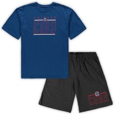Мужская футболка и шорты для сна Concepts Sport Royal/Heathered Charcoal Chicago Cubs Big &amp; Tall