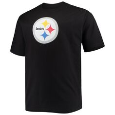 Мужская черная футболка с логотипом TJ Watt Pittsburgh Steelers Big &amp; Tall с именем и номером игрока Fanatics