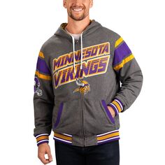 Мужская спортивная куртка от Carl Banks, фиолетовая/серая Minnesota Vikings Extreme, двусторонняя толстовка с капюшоном и молнией во всю спину G-III