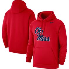 Мужской красный пуловер с капюшоном и логотипом Ole Miss Rebels Club Nike