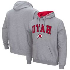 Мужской серый пуловер с капюшоном Utah Utes Arch и Logo Colosseum
